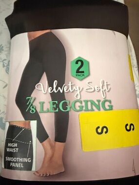 Felina Black Velvety Soft 7/8 Leggings - 2 Pack